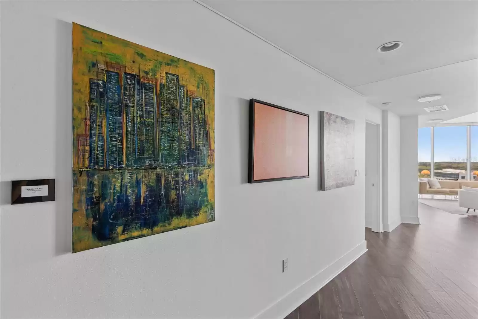 Entrance hallway leading to living space. Master bedroom entry (left)