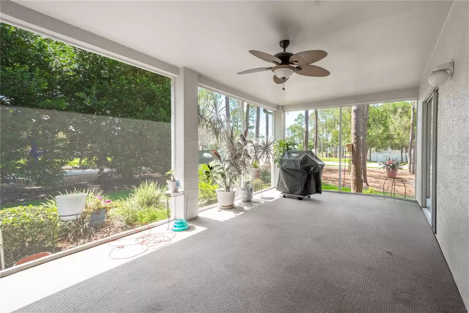 The 11x24 screened in lanai has floor to ceiling screens for a spectacular view and a ceiling fan for year round comfort.