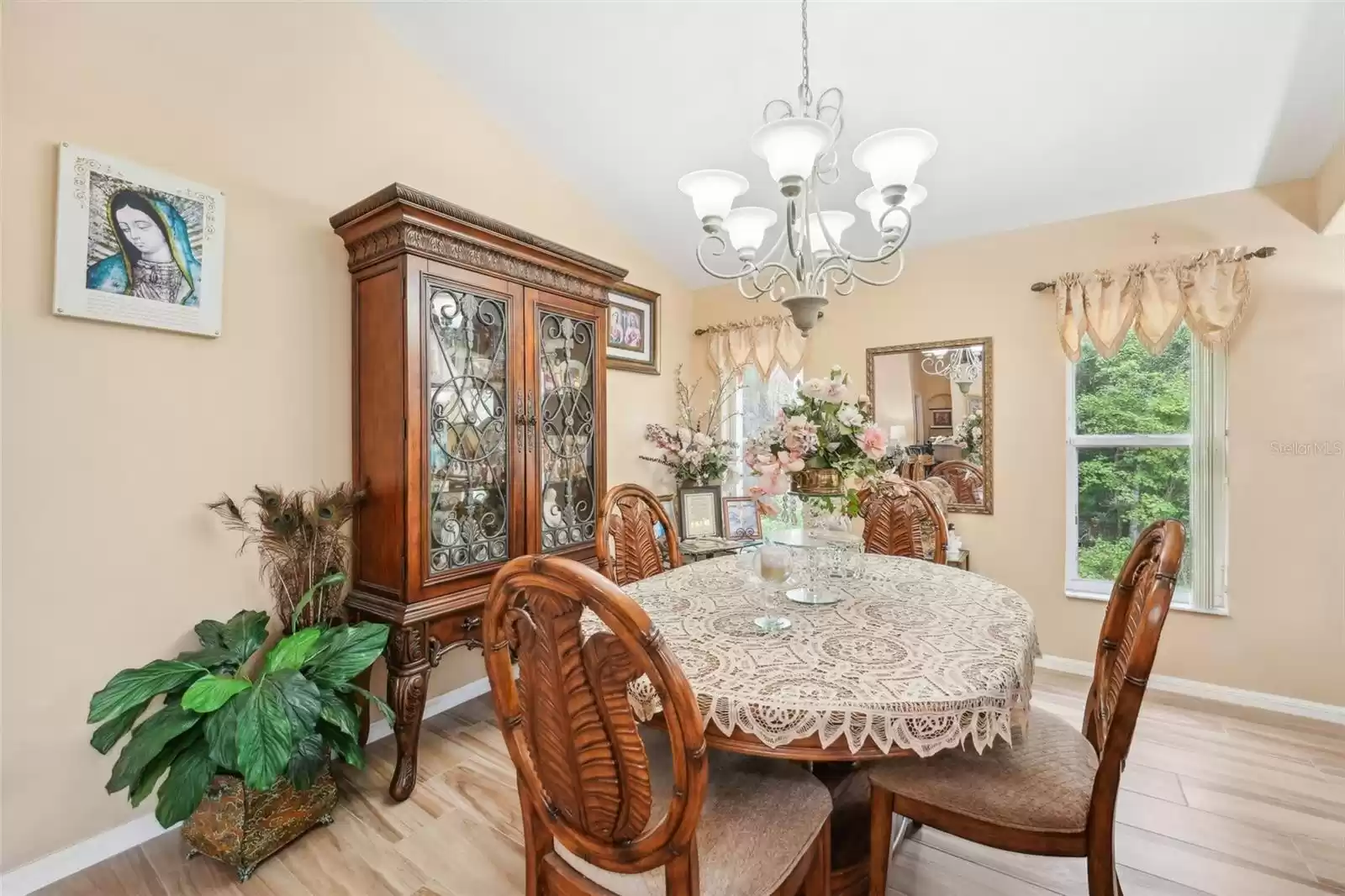 Dining room with conservation view