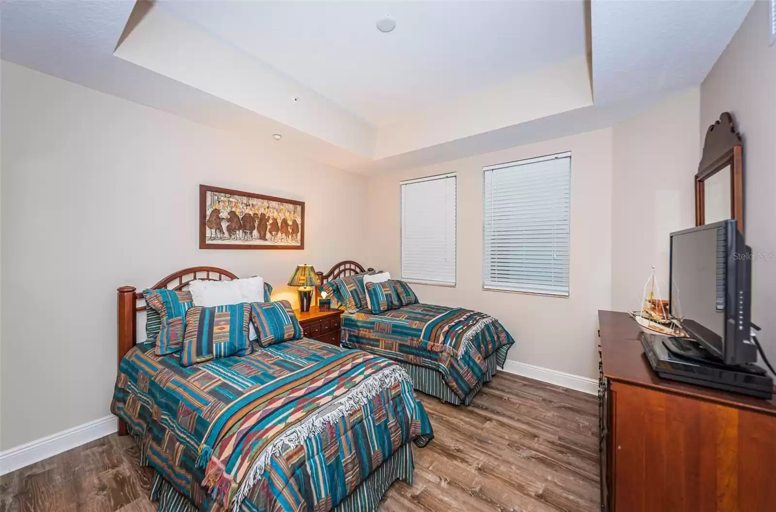 ... Guest Bedroom Number Two Looking In from Hallway. Bedroom set up with Two Single Beds.