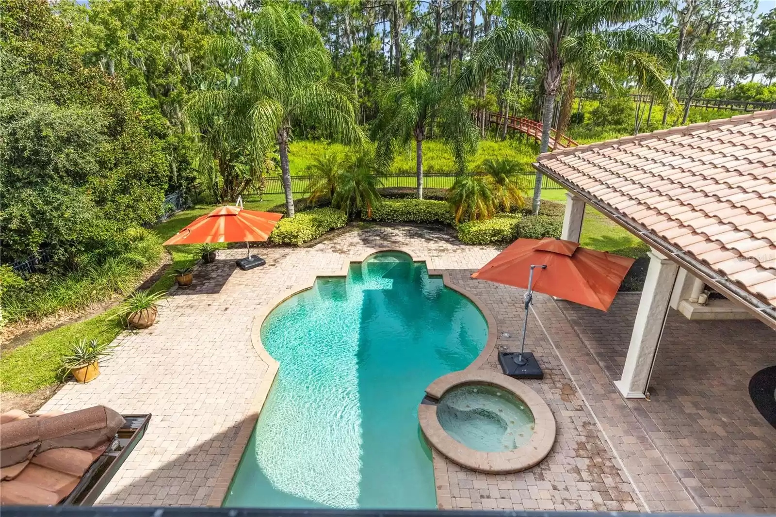 View of pool from balcony