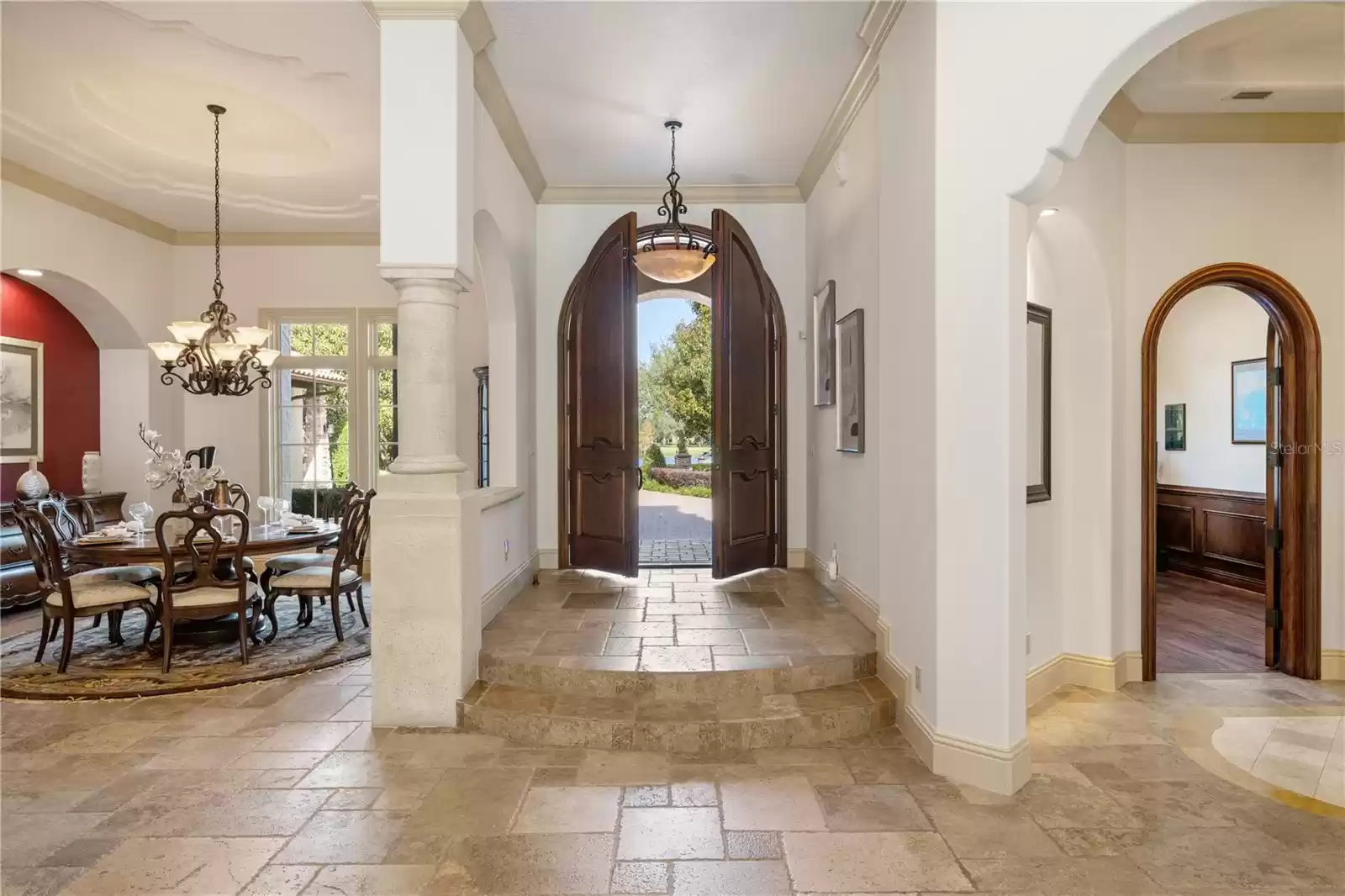 Double 2 inch thick Mahogany Doors embody the quality of this home