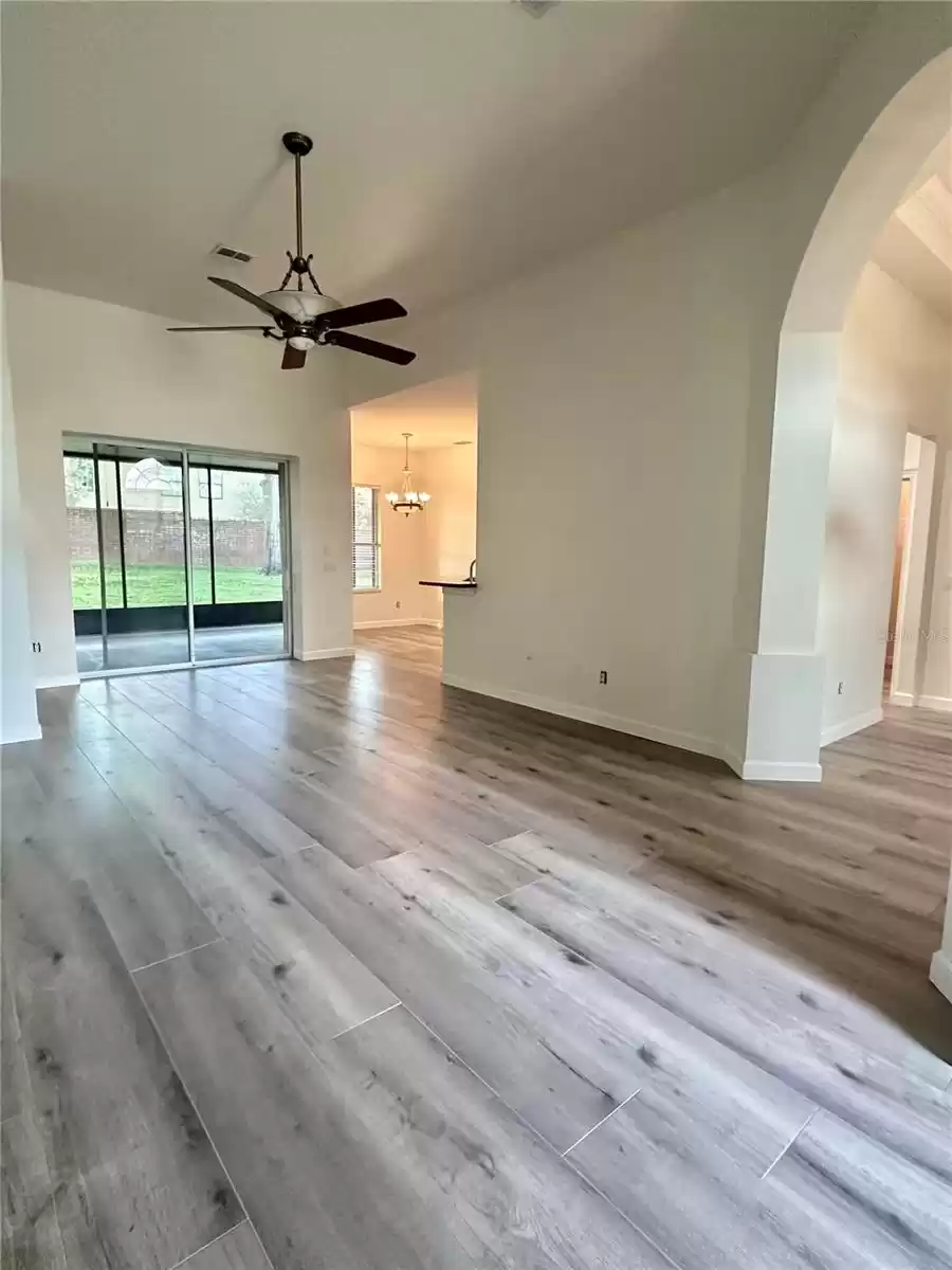 Living Room - view from front door. Dining room is to the right