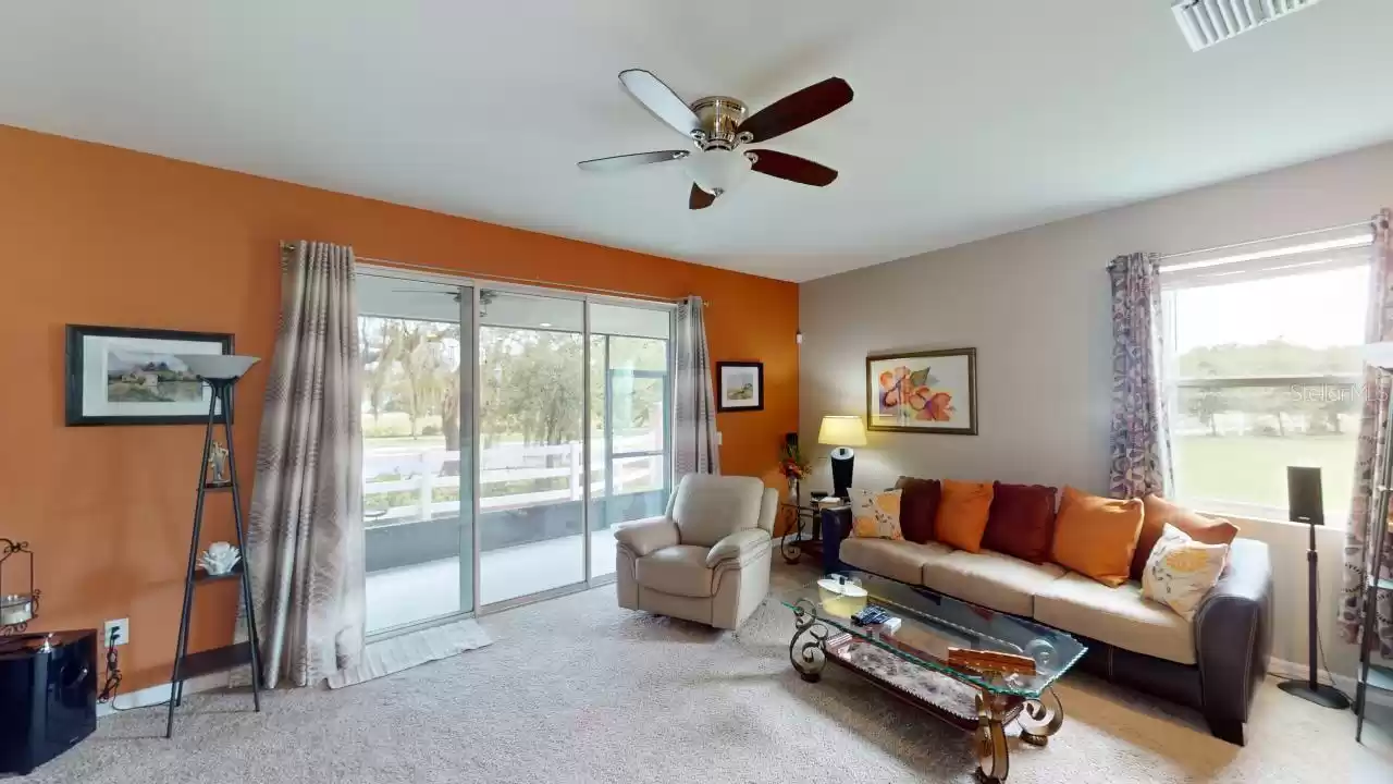 view of living room to the right from the dining area