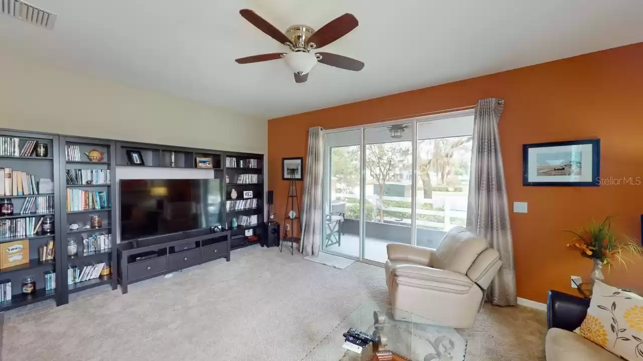 View of living room left side from the kitchen