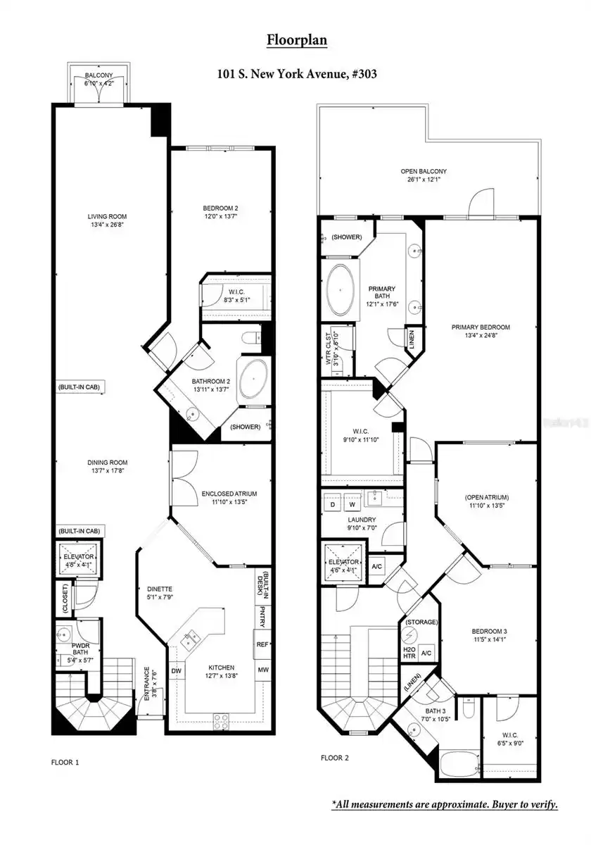 Floorplan for Unit 303 in the Douglas Grand