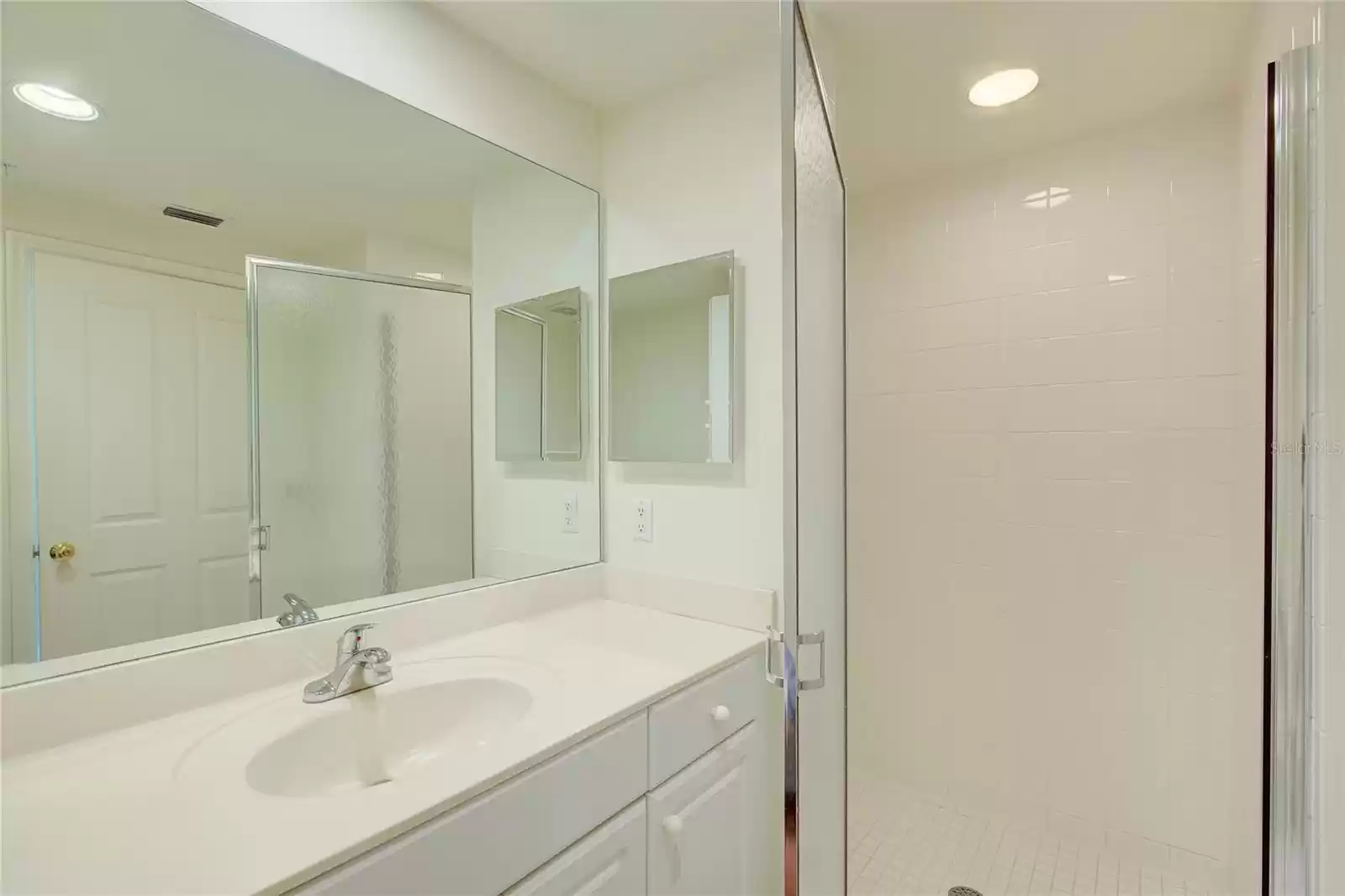 Guest bath,  large walk in shower.  No tub.