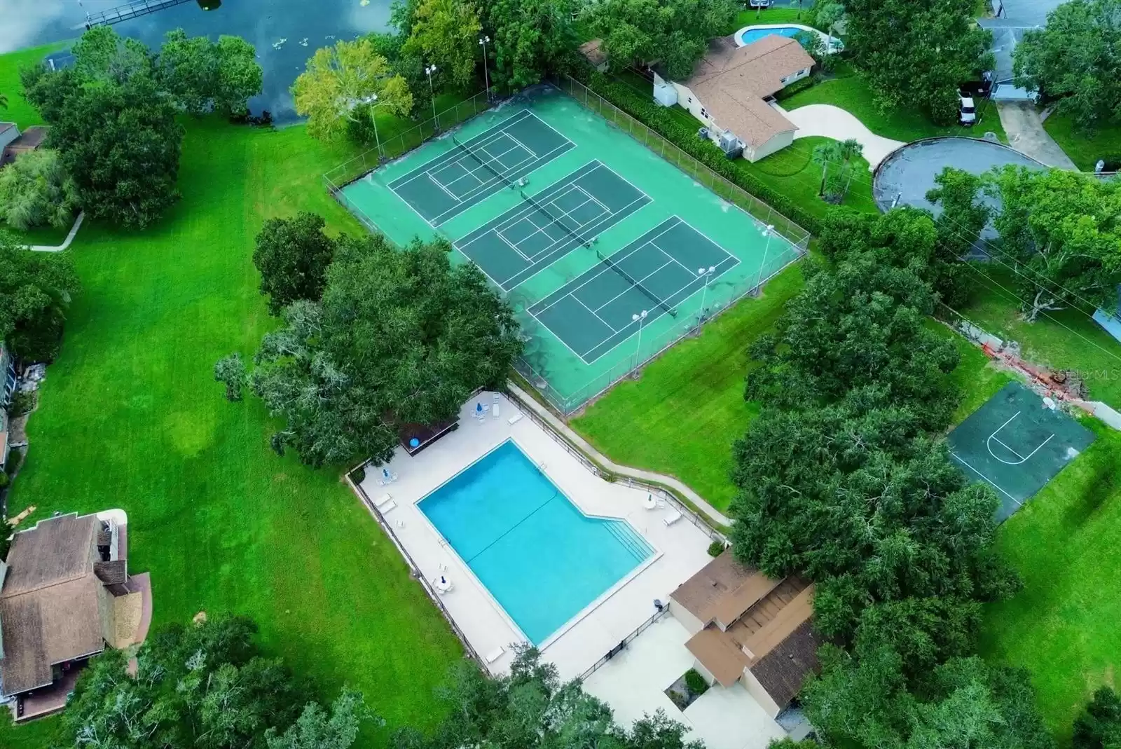 Aerial pool and courts