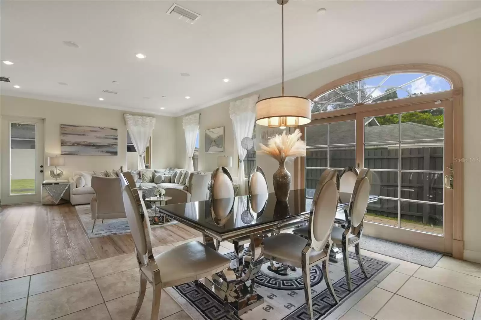 Dining area overlooking living room