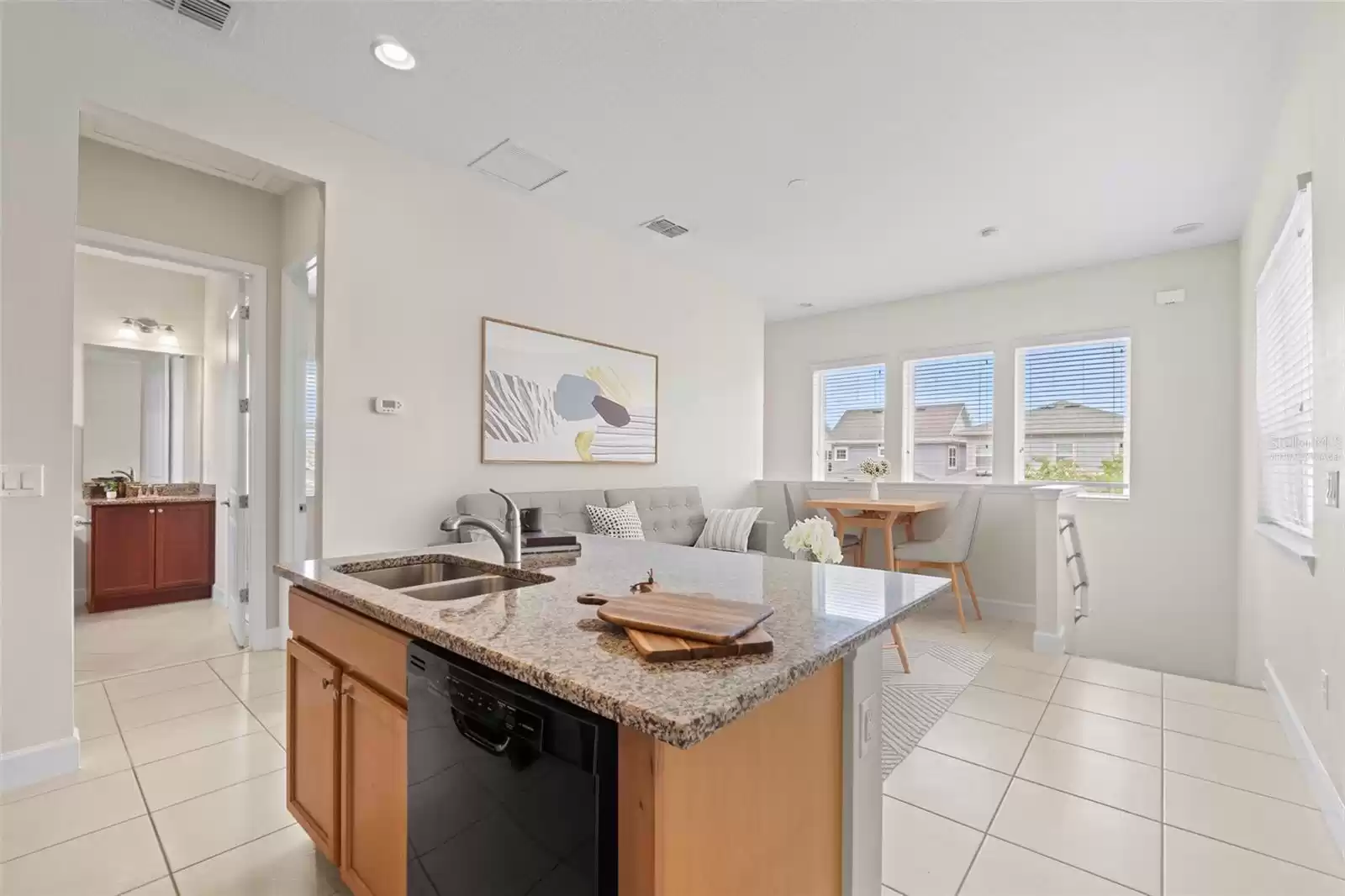 “Virtually Staged” Above Garage Apartment Living Room. ADU Living Room.