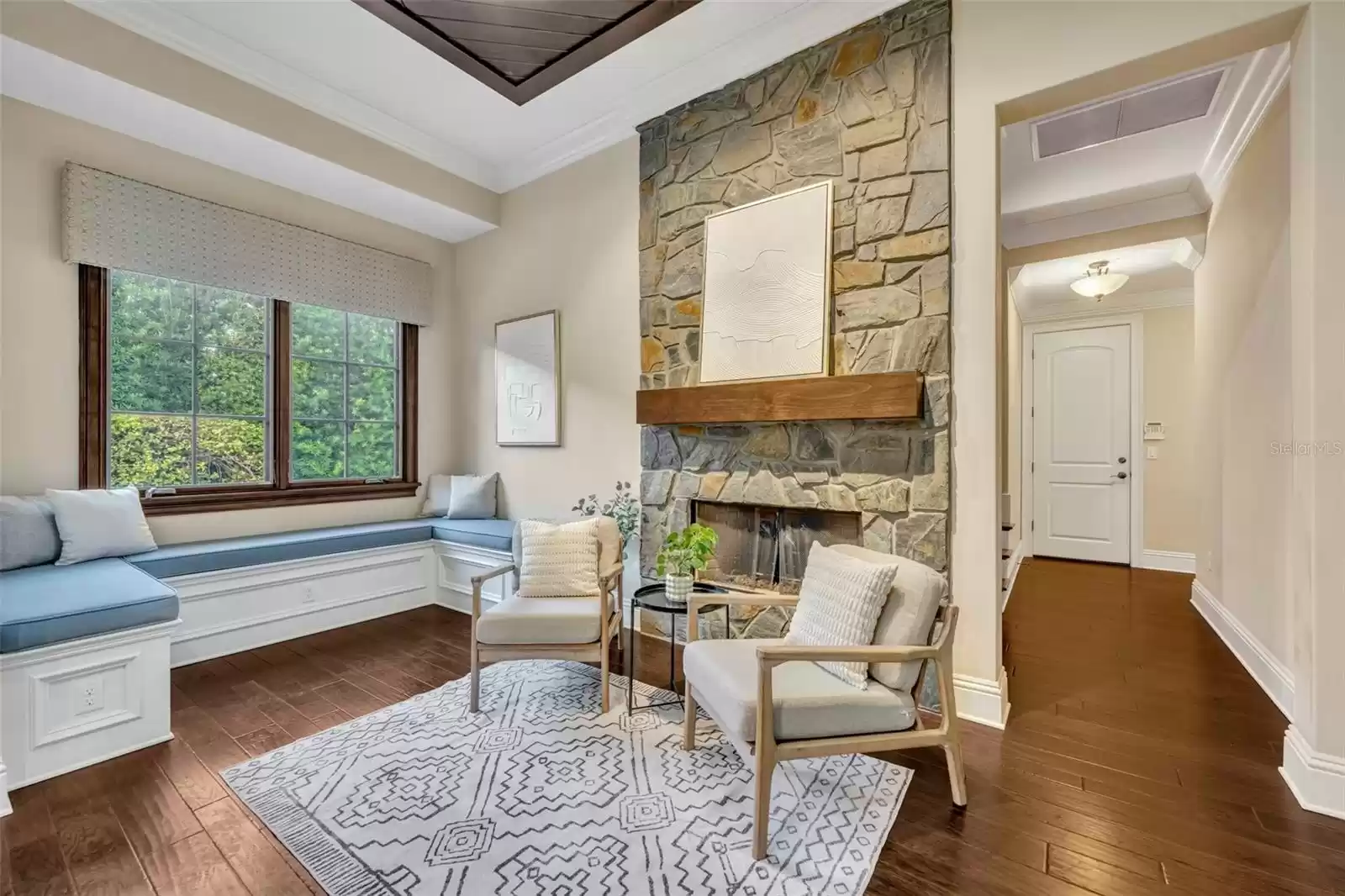 Fireplace and sitting area