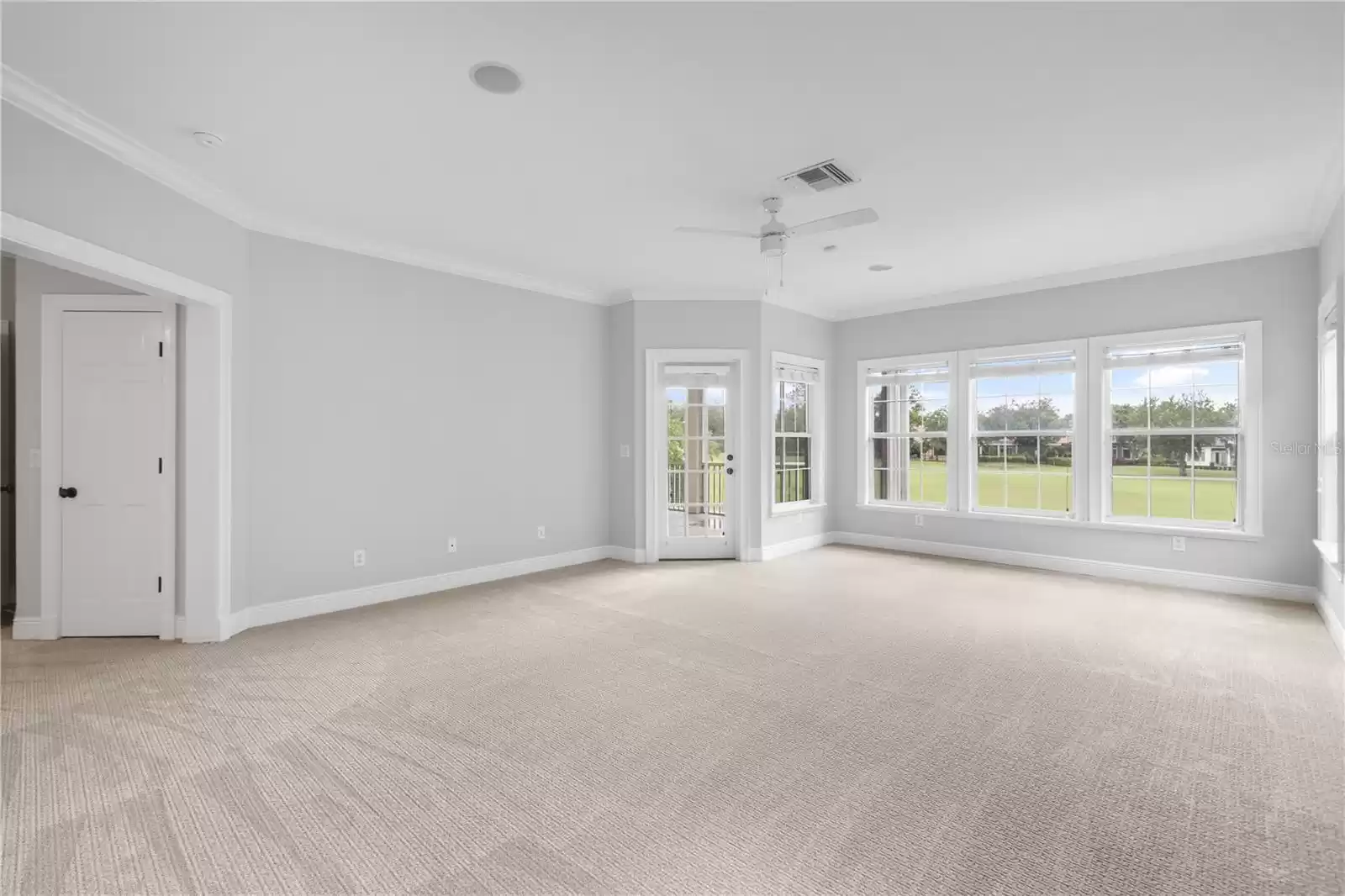 Primary Bedroom has golf course views