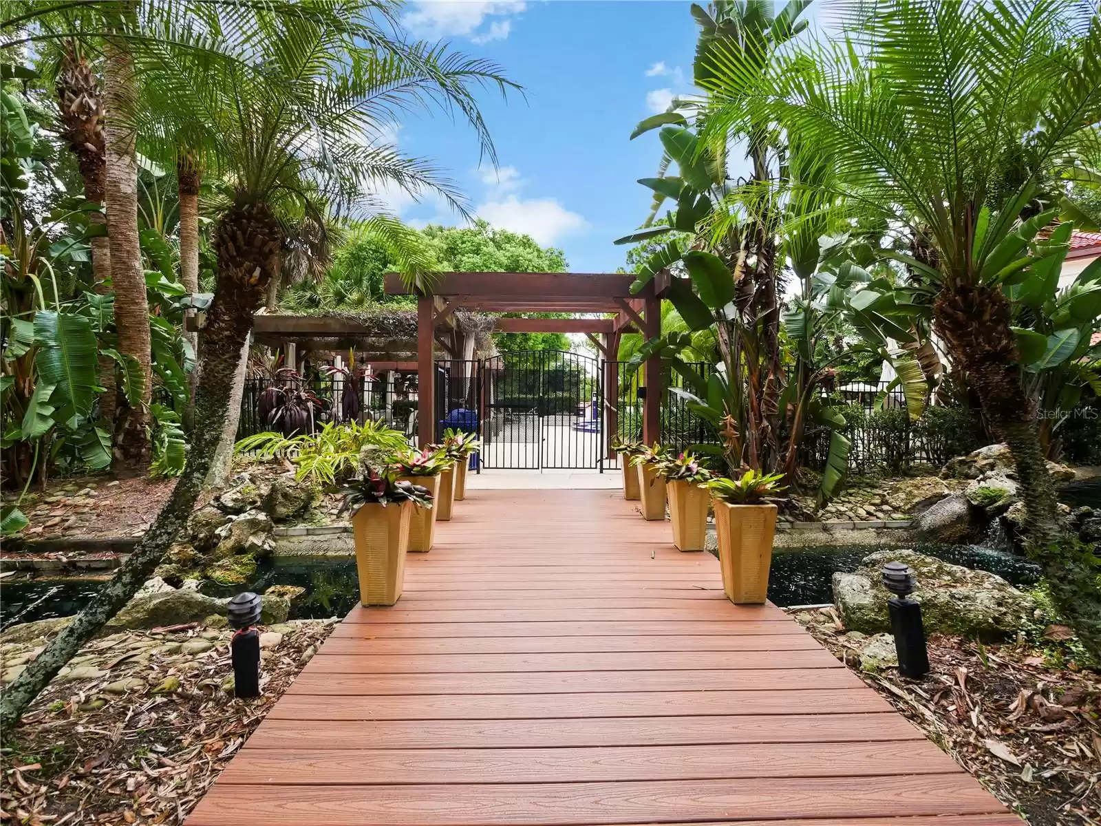 Entrance to the POOL, and SUMMER KITCHEN, HOT TUB! Mediterranean Resort Style.