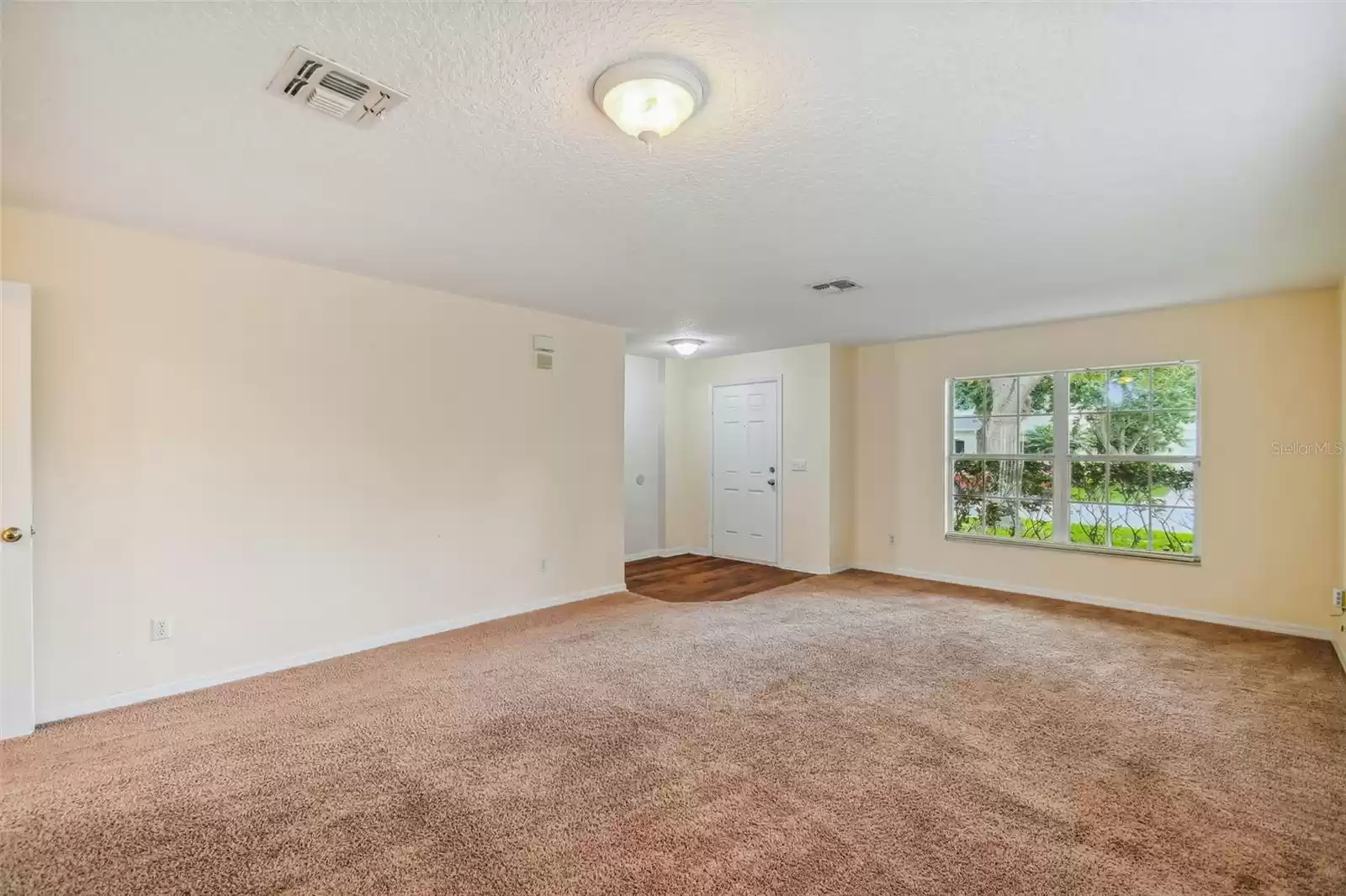 Large sunny living and dining room