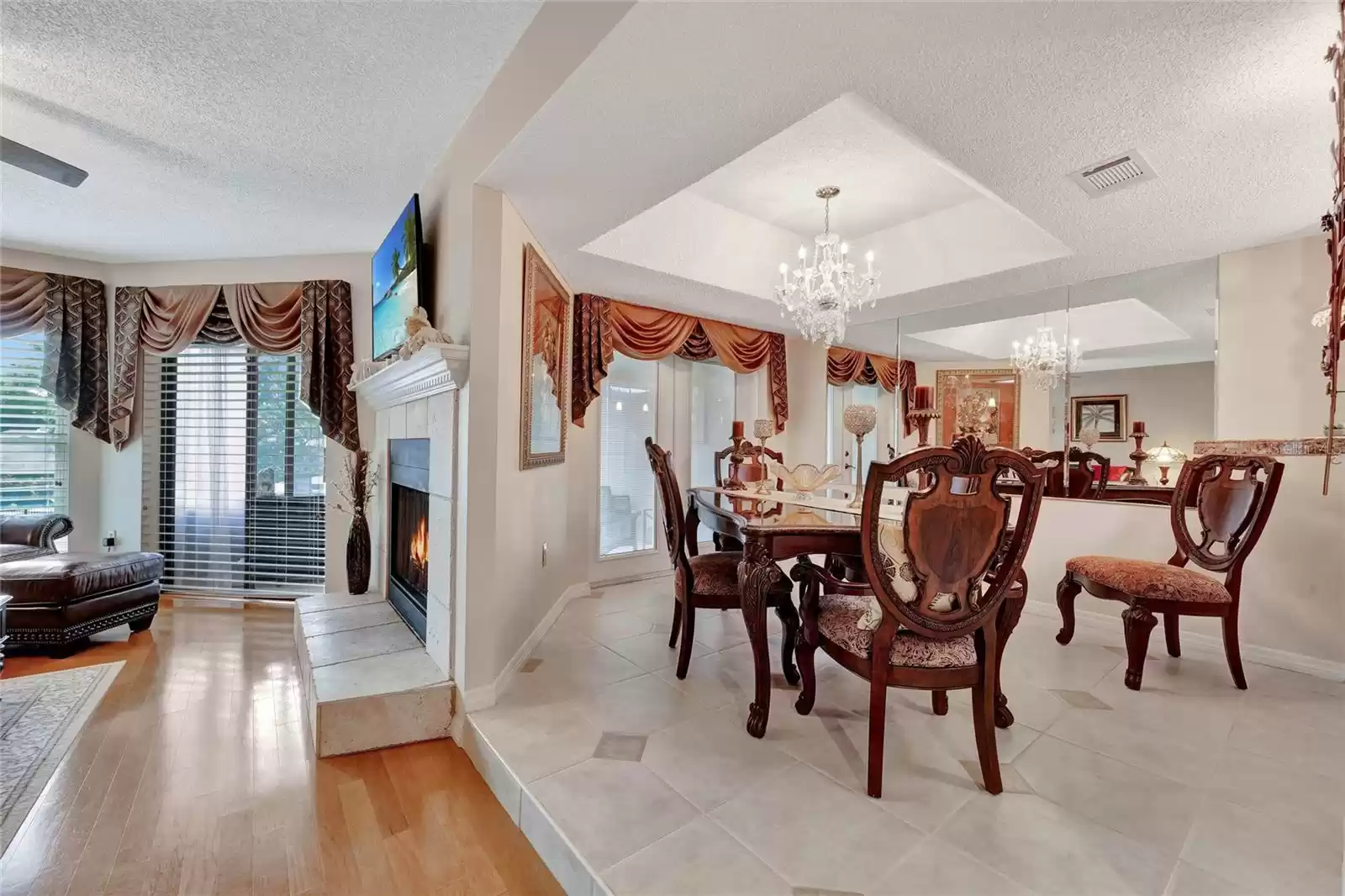 Dining room features tile flooring