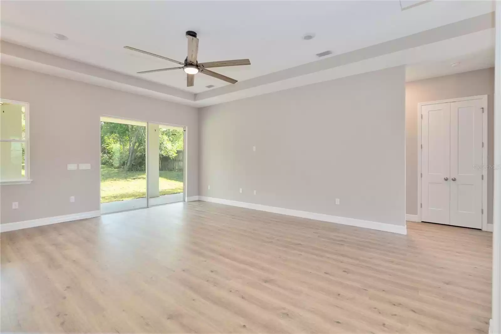 Large Living Room with Ceiling Fan