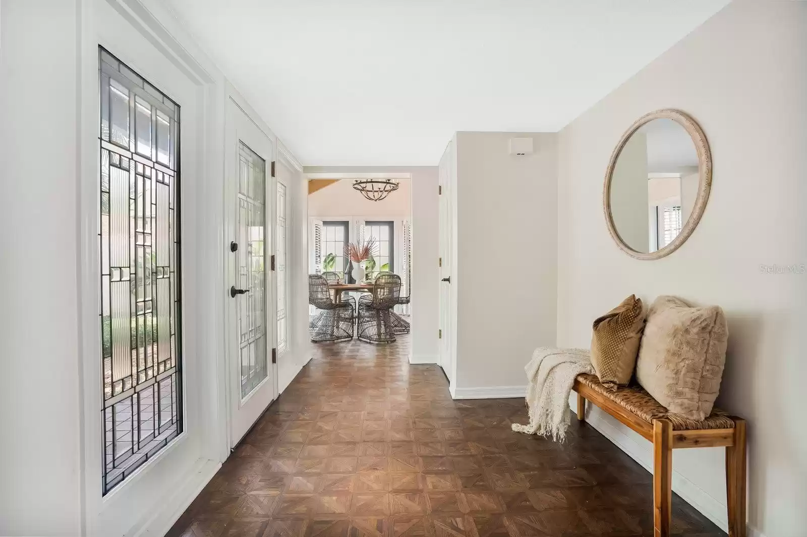 Wood parquet floors , foyer entry