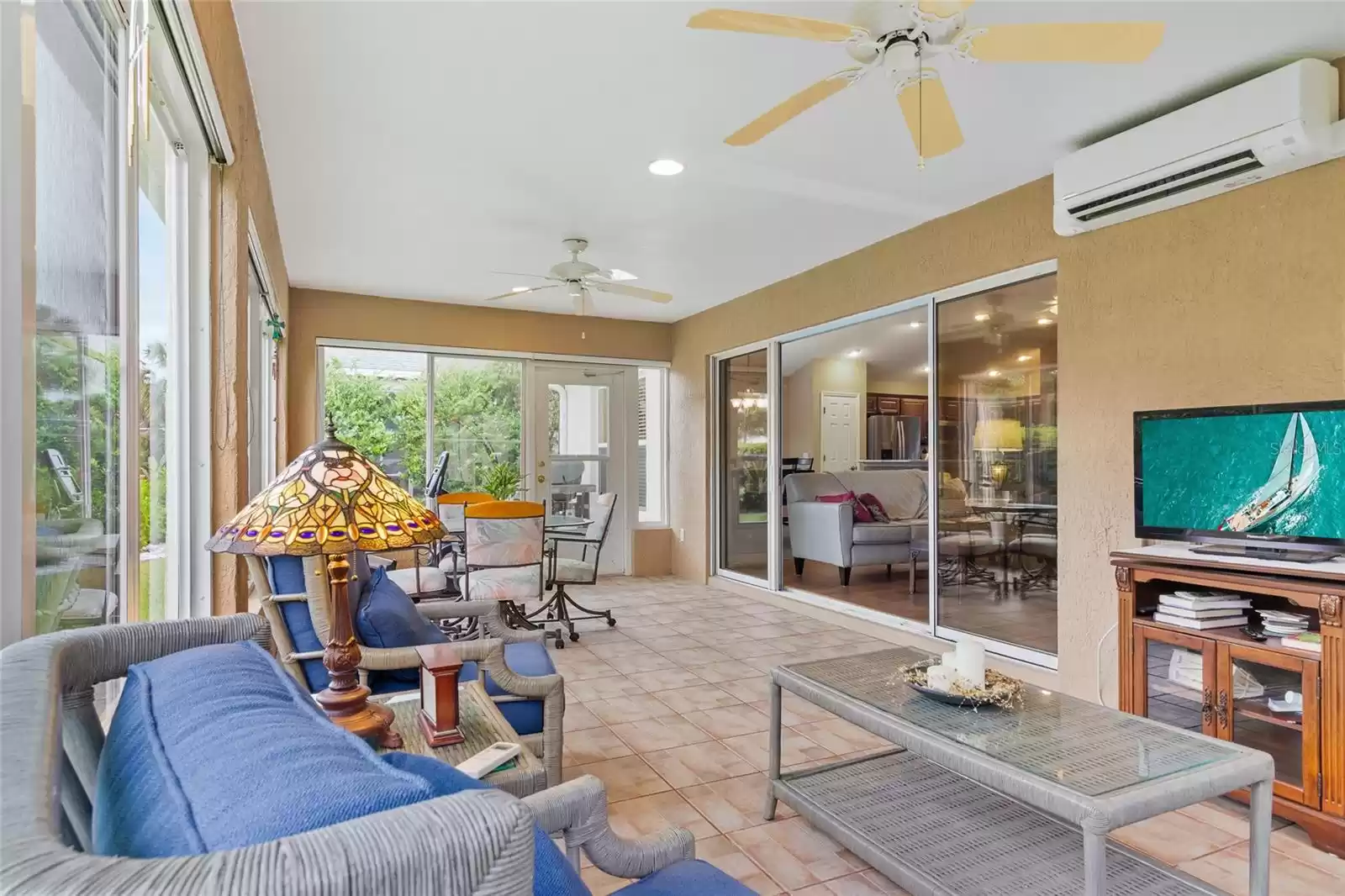 Ceiling fans and recessed lighting make this a favorite area of the home!