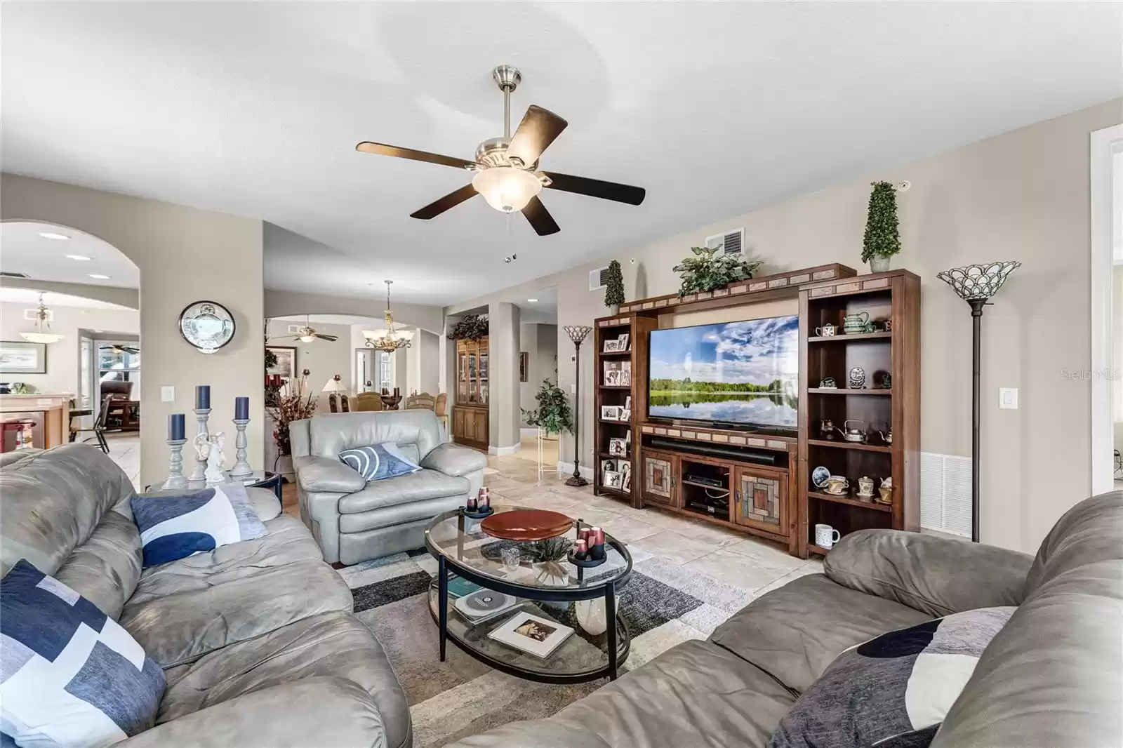 The balcony offers up great natural light in the family room.