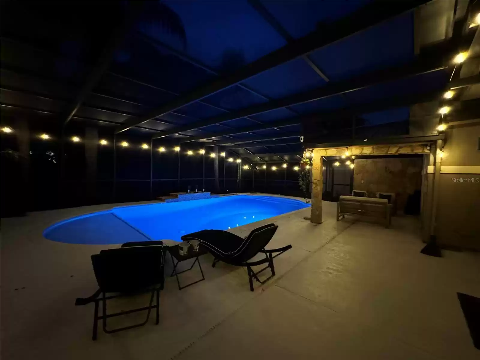 Pool lighting has capability of changing colors