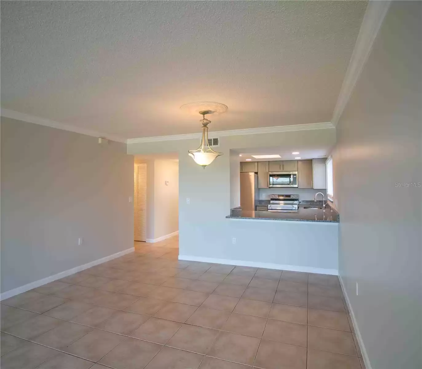 Living room into dining area