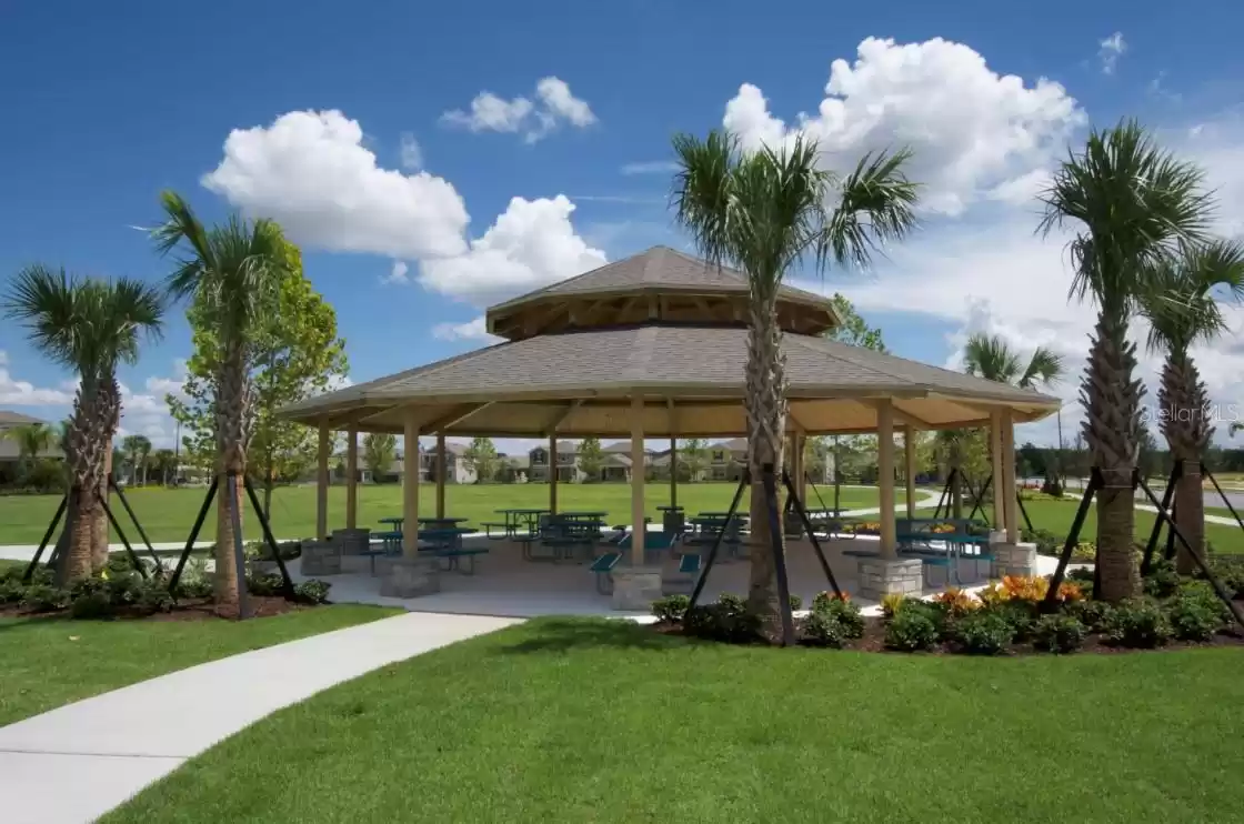 Gazebo with picnic tables