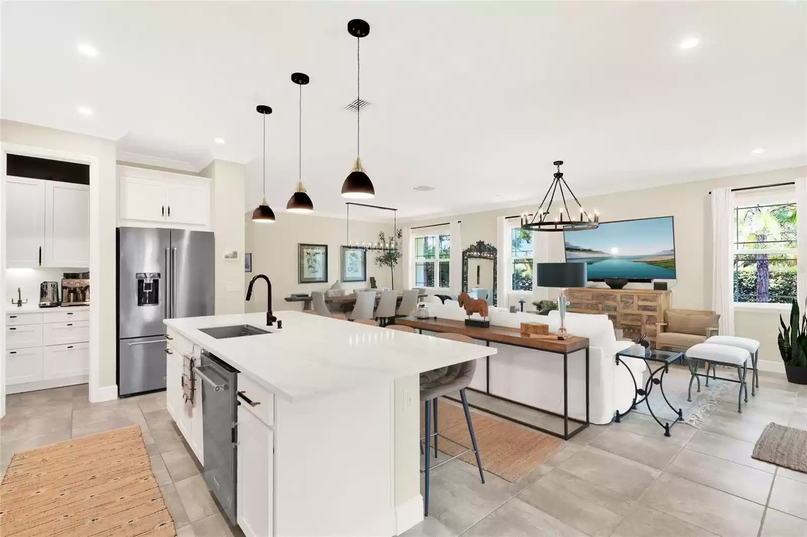 Kitchen blends nicely into family room