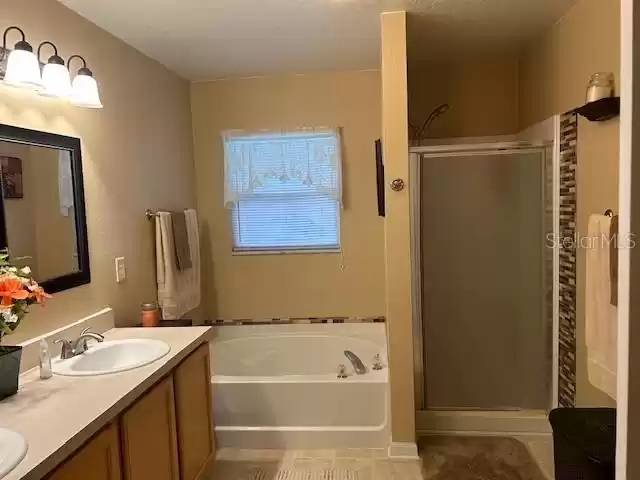 Primary bathroom. Garden tub and separate shower