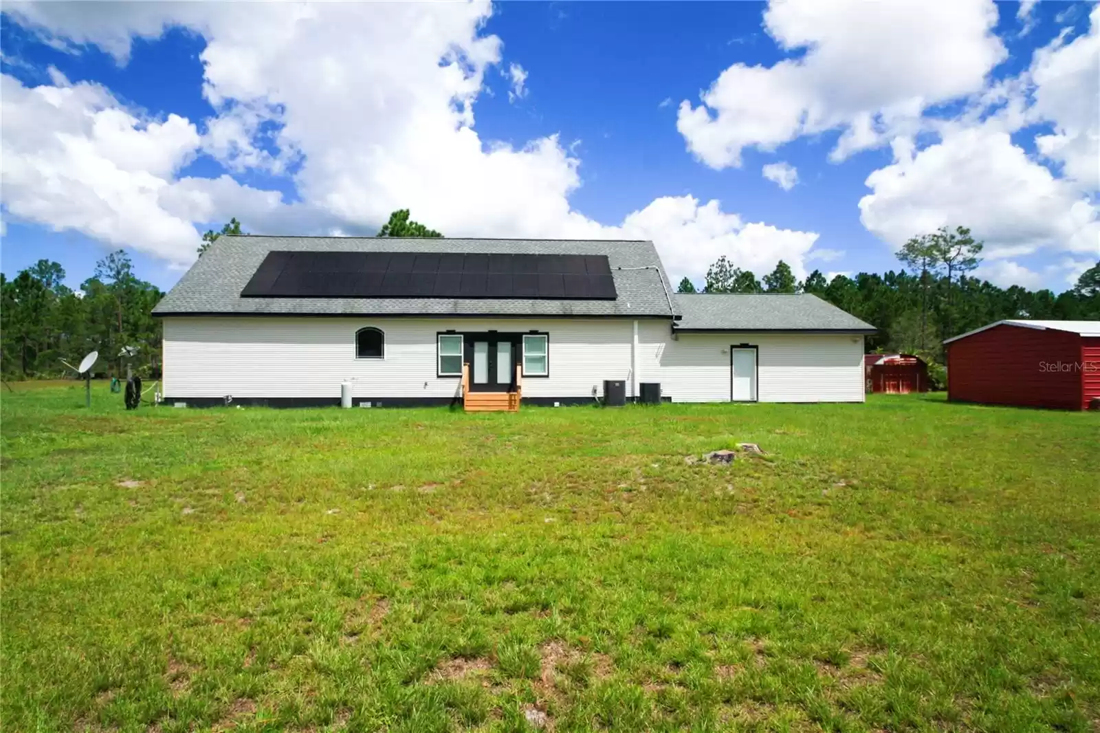 Back of home with solar panels