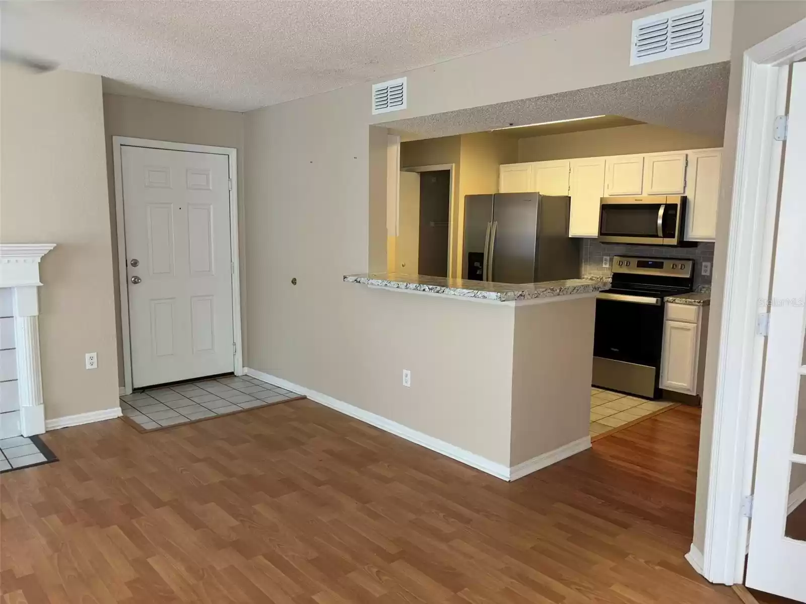 kitchen view with bar