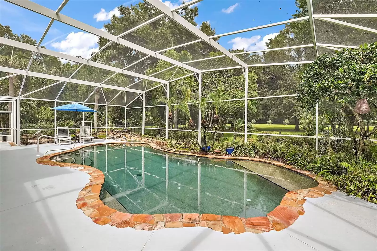 Pool view from the built-in grill area.