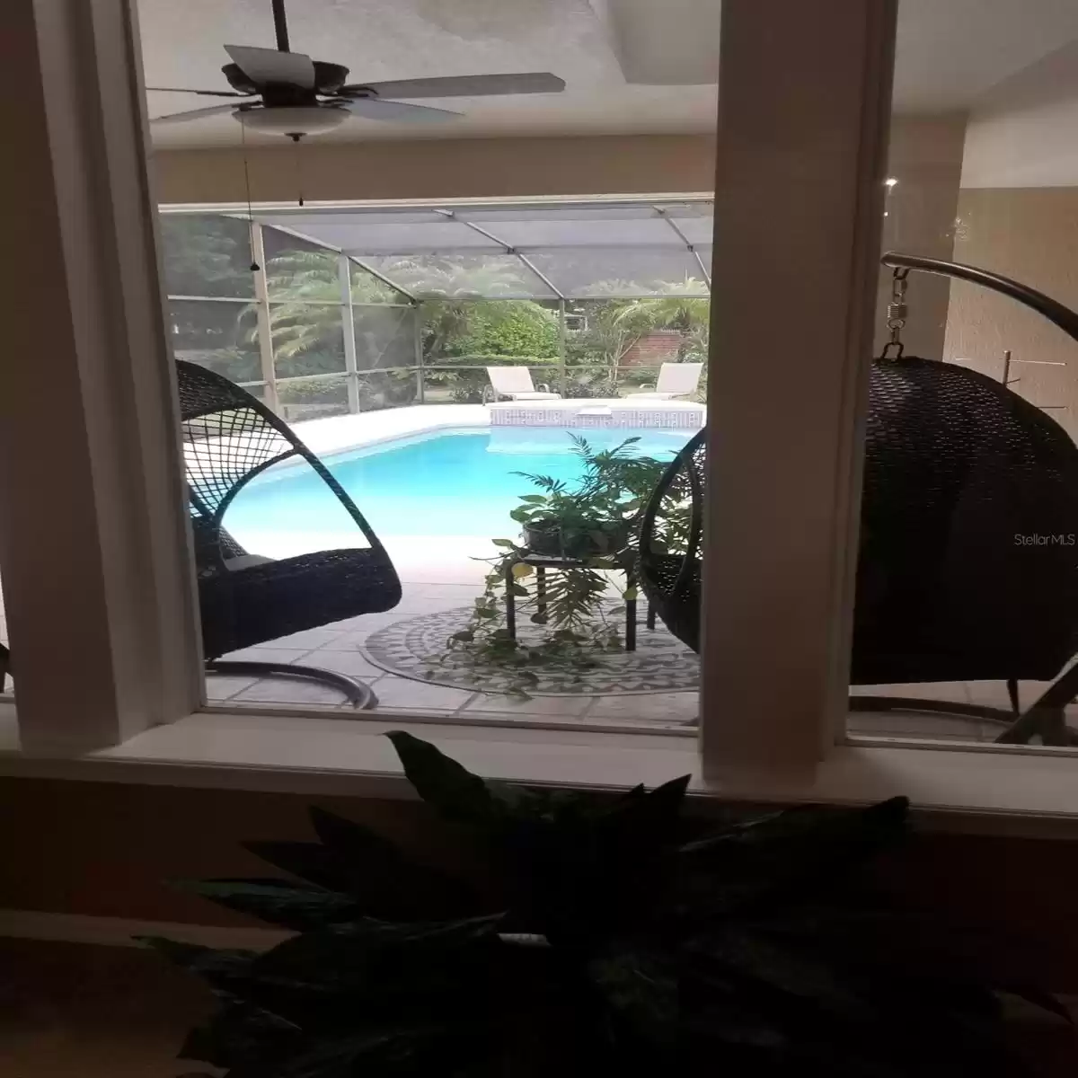 VIEW OF POOL FROM LIVING ROOM