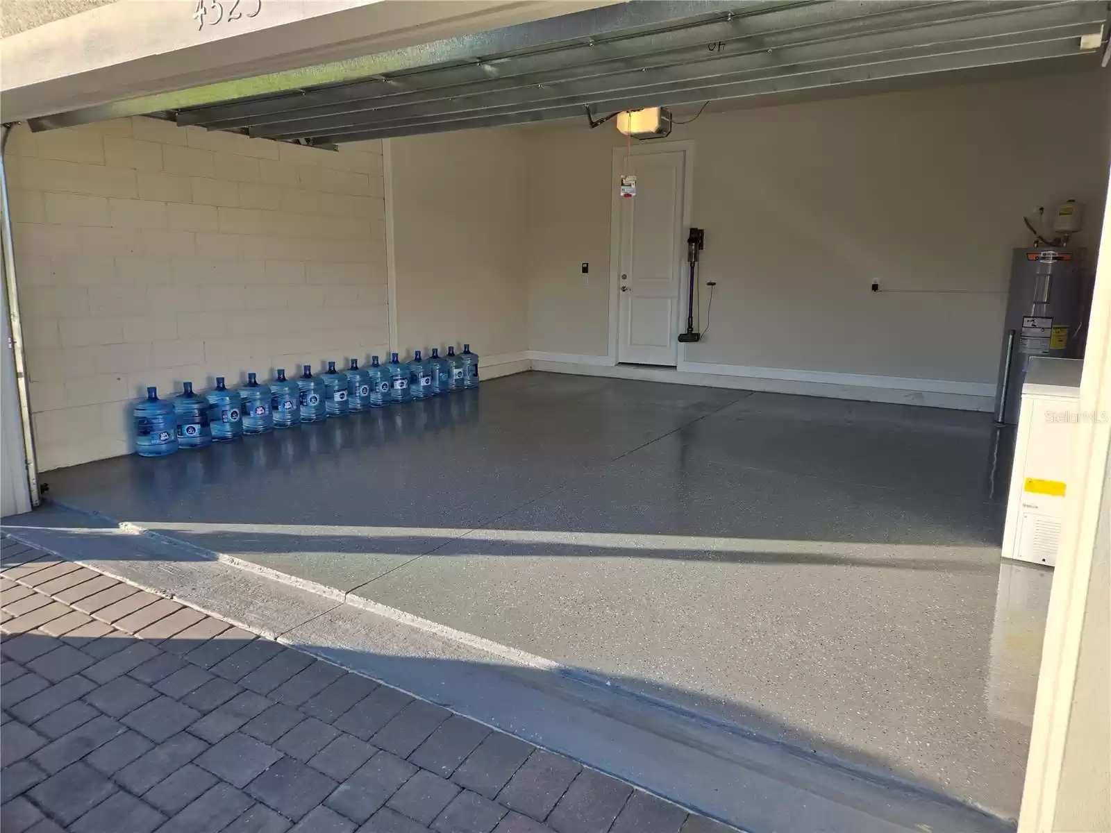 Garage with epoxy flooring