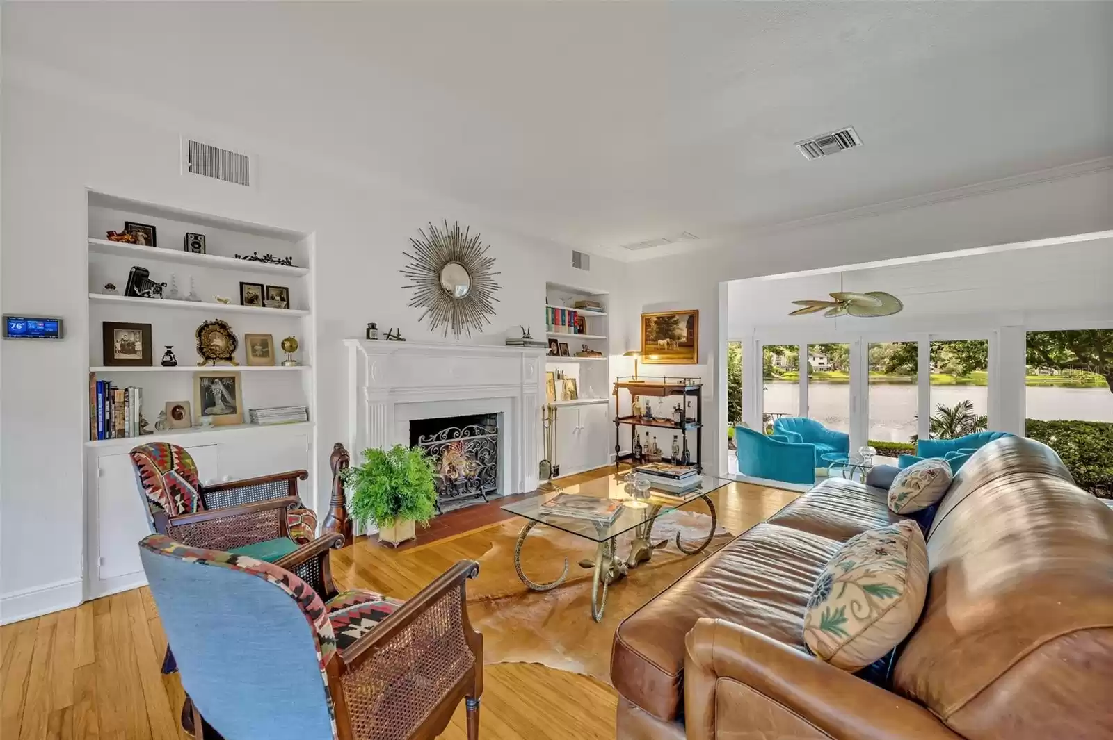 Formal living room with fireplace