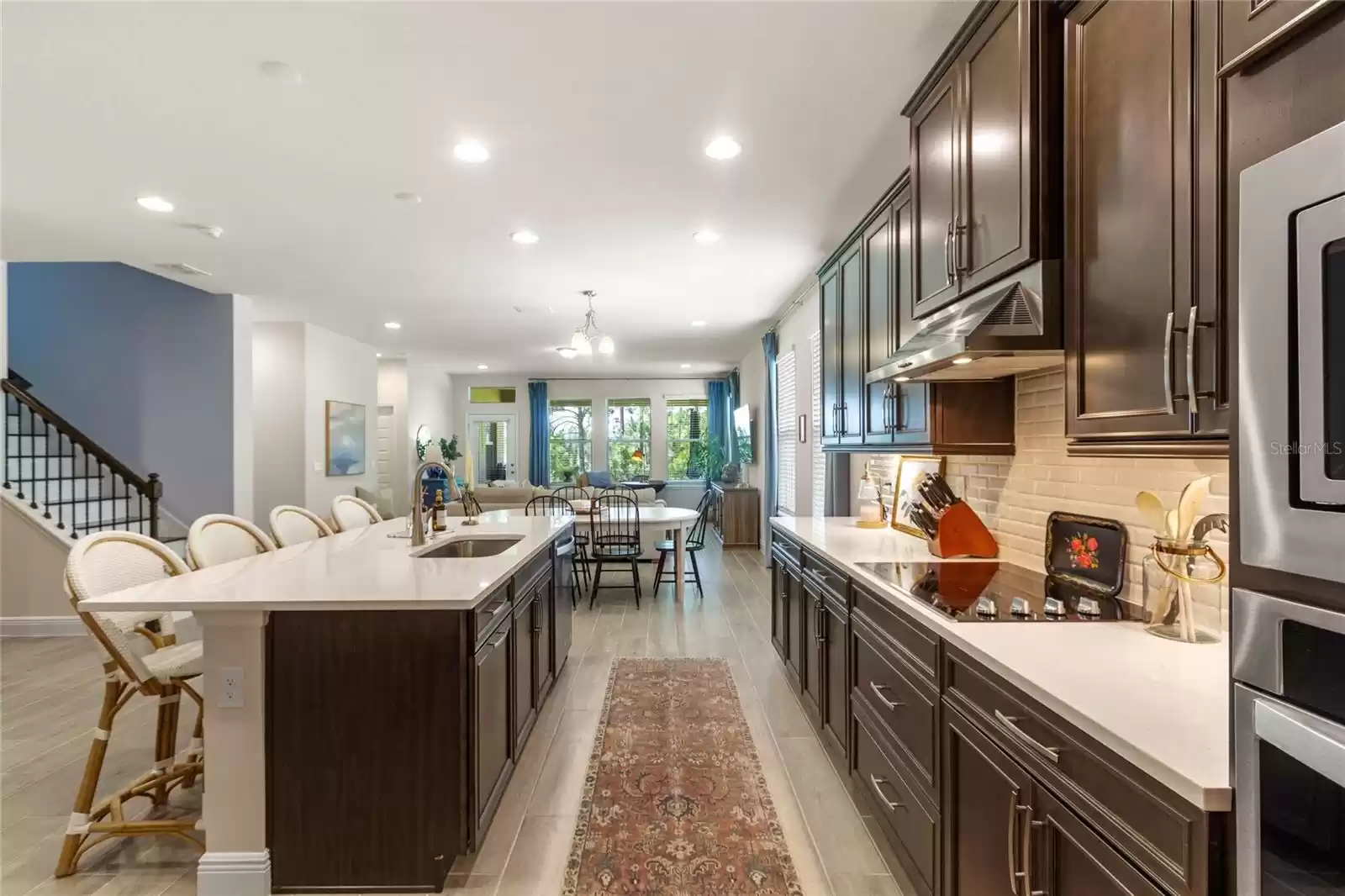 Kitchen with view to dining and great room.