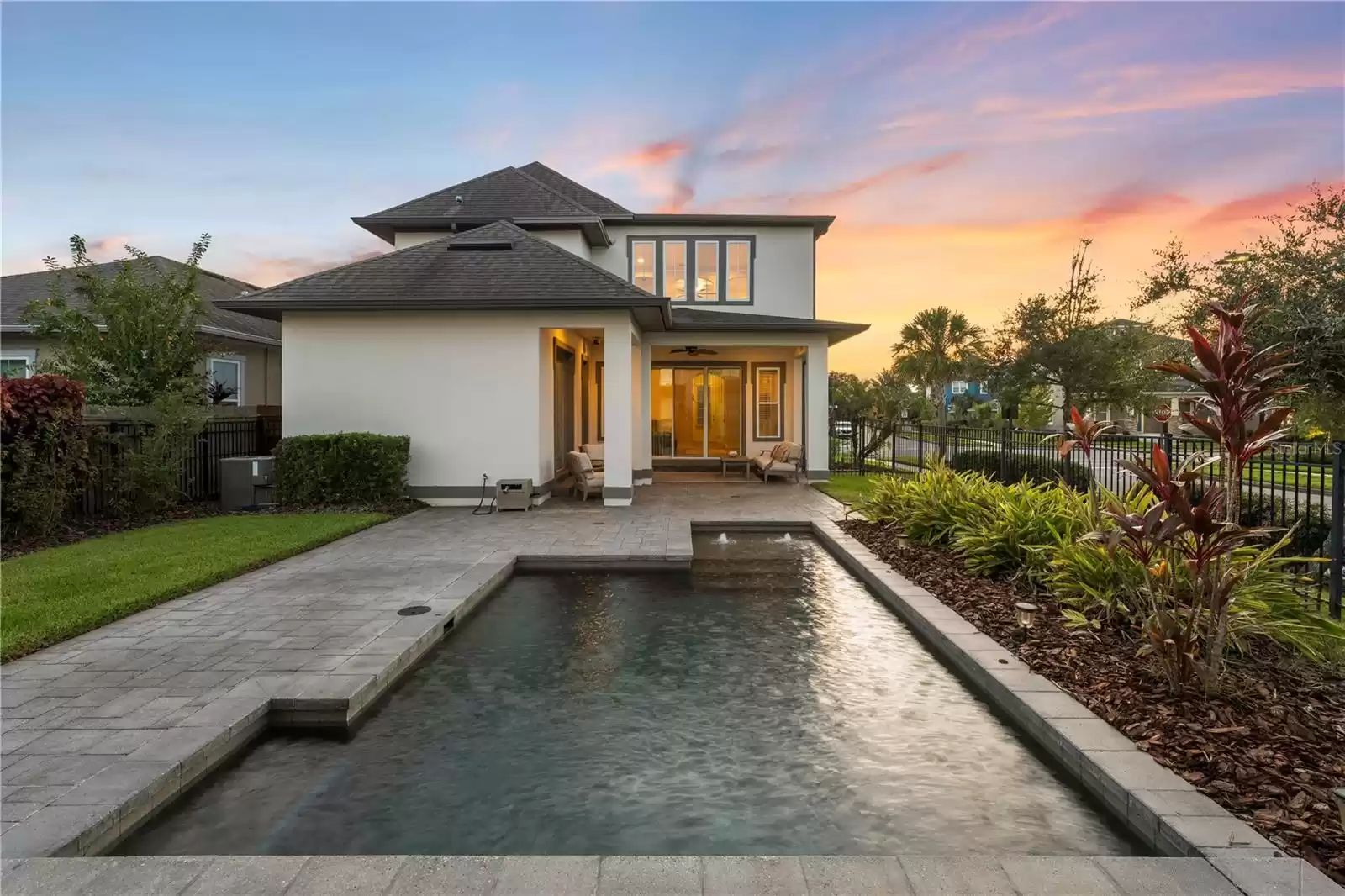 Pool w/ view of Patio Twilight