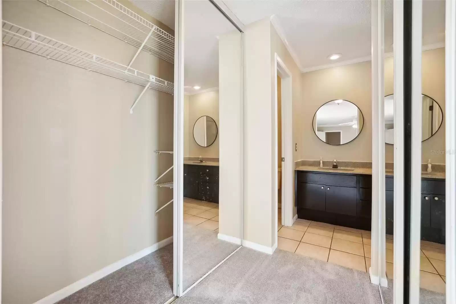 The primary suite has dual closets!