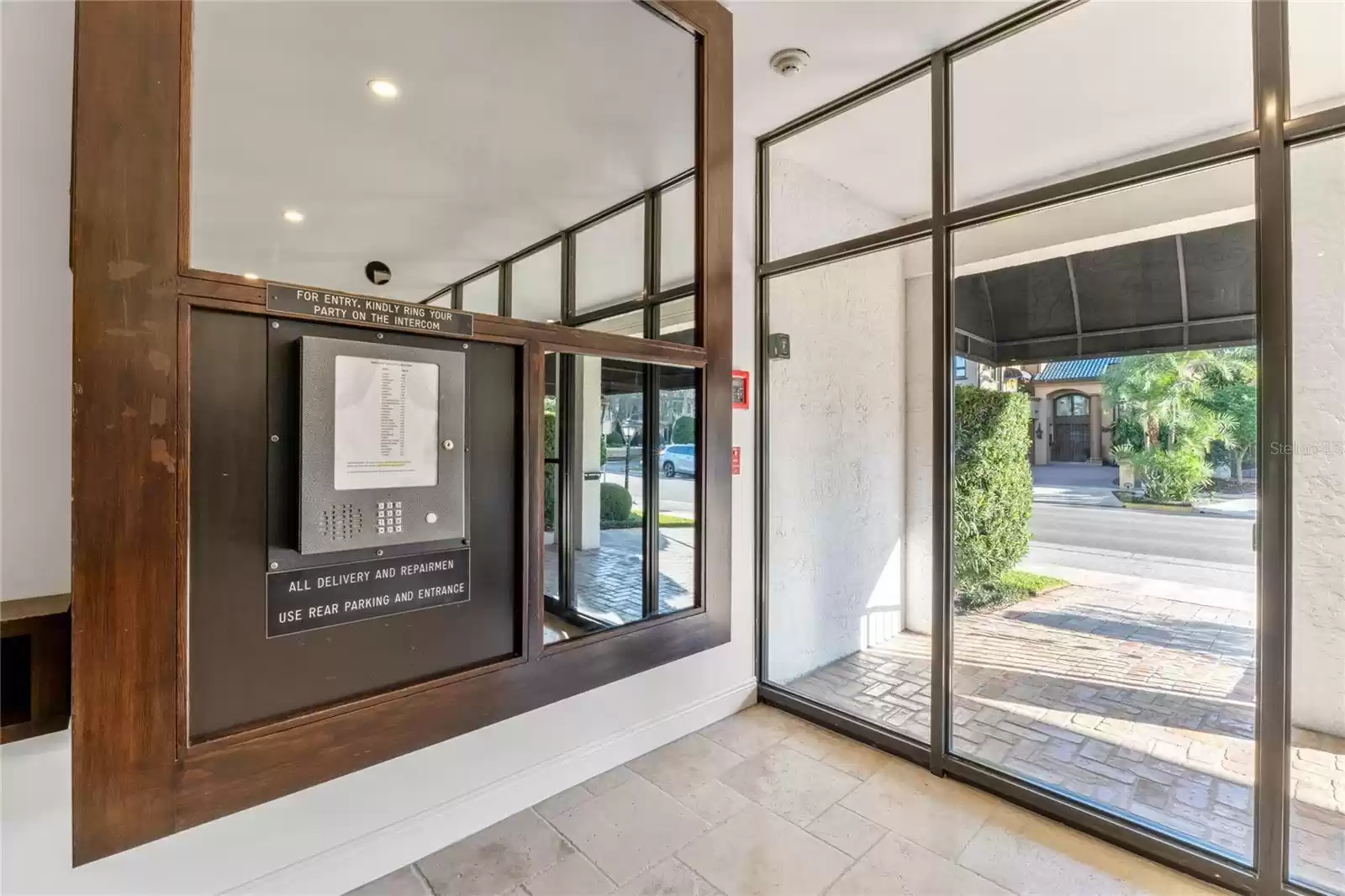 Lobby and call box for visitors