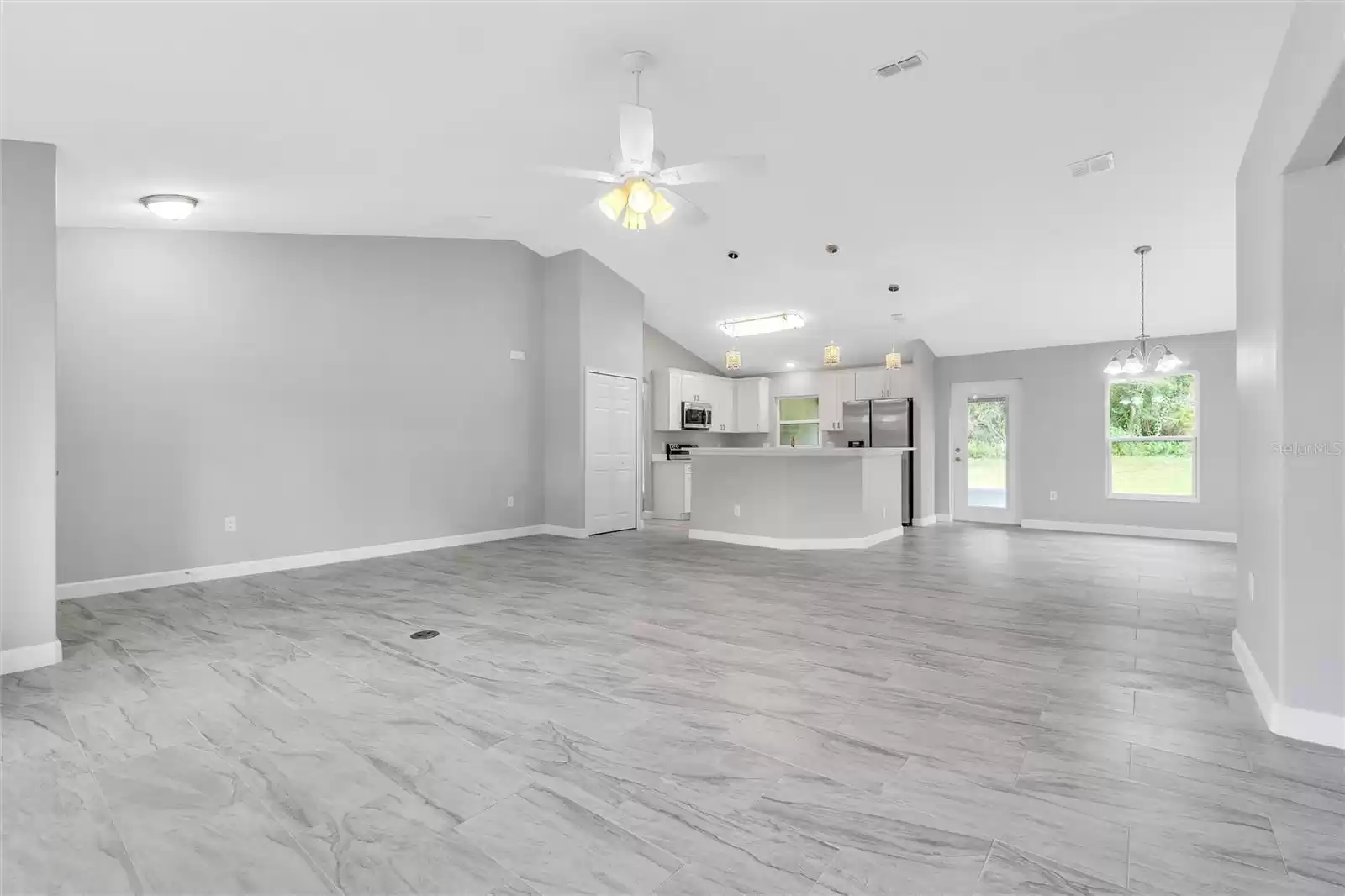 Tile Floors in front of breakfast bar