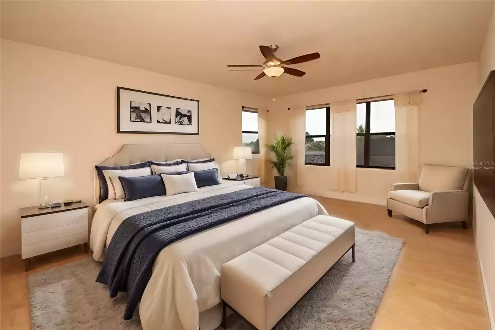 Virtually staged bonus room as additional bedroom