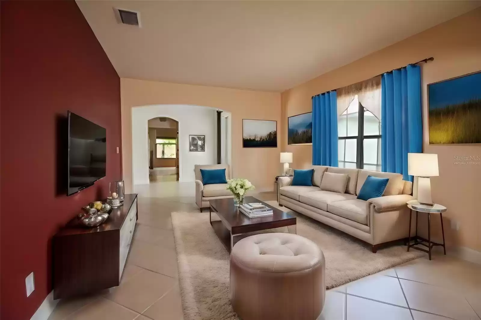 Virtually staged living room