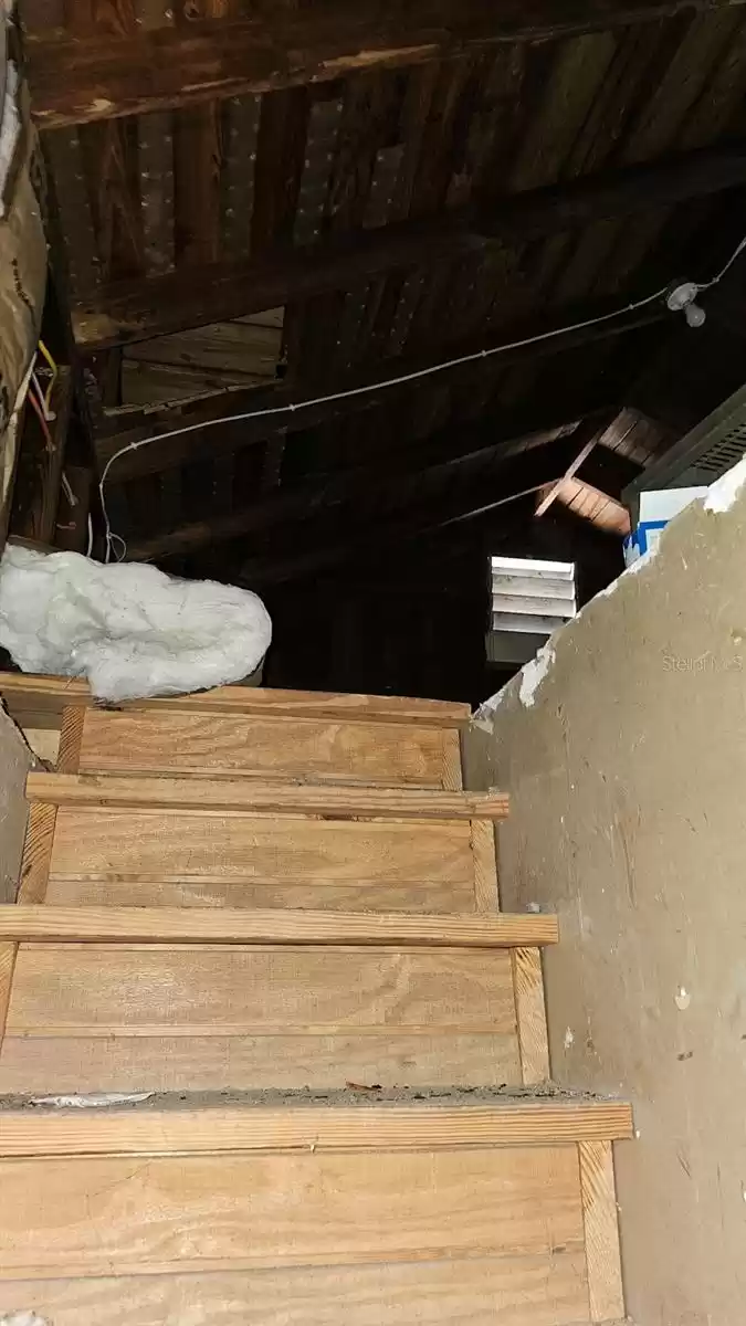 Stairs to loft above workshop