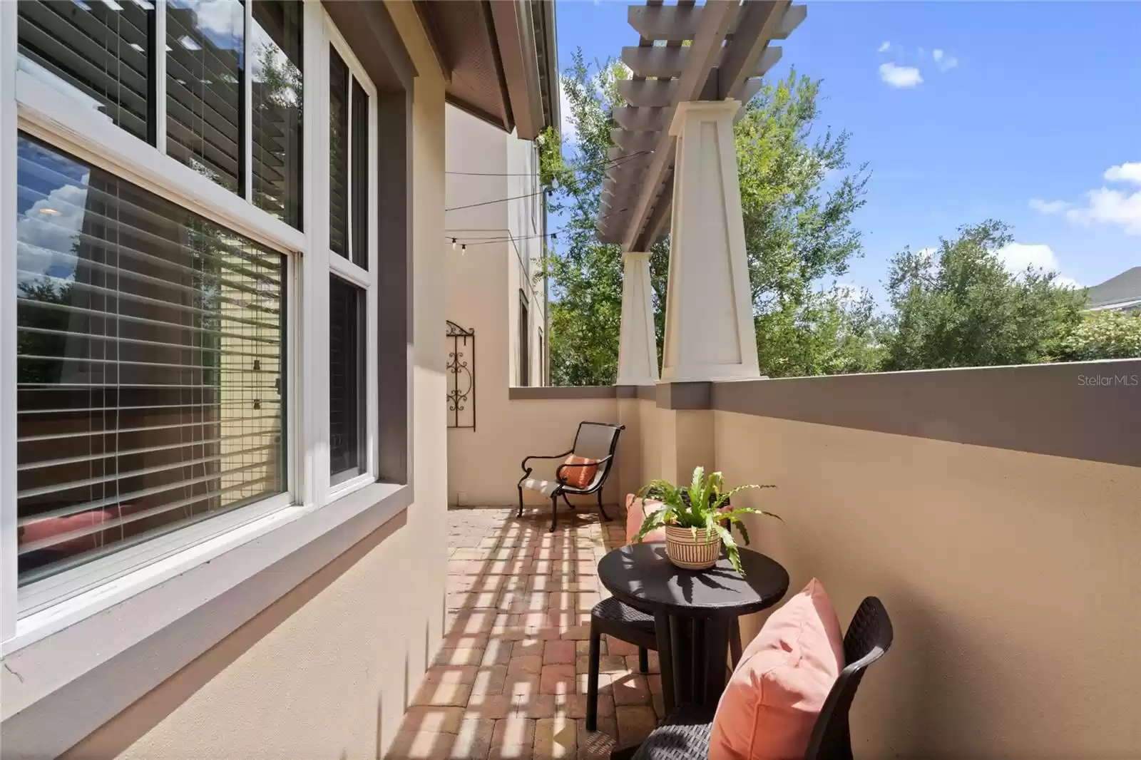 Side Patio with Market Lights