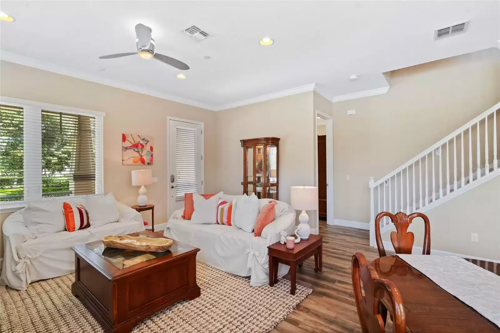 Family  Room with Open Staircase