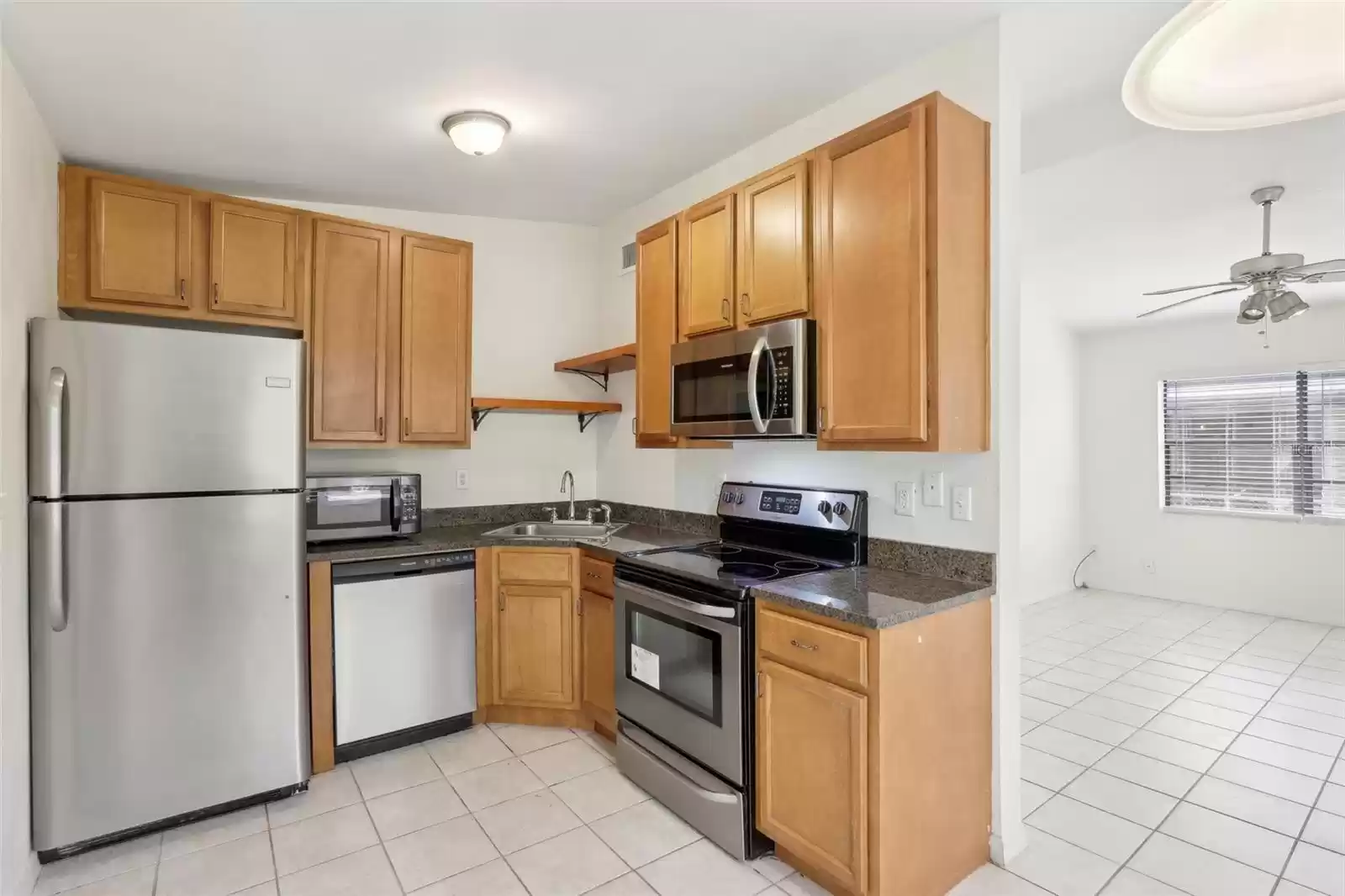 Updated kitchen with stainless steel appliances