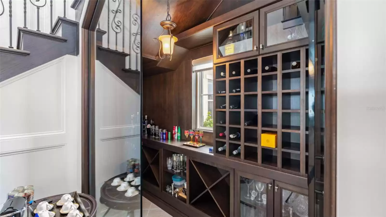 wine cellar with a glass door