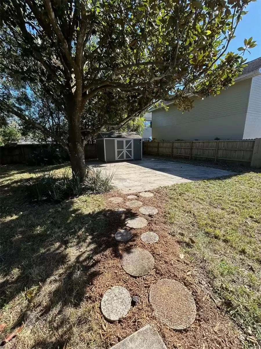 Walkway to storage shed