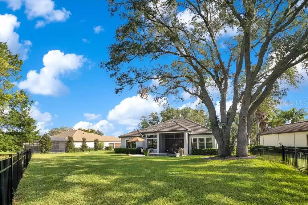 fenced back yard - oak trees - Golf Front lot