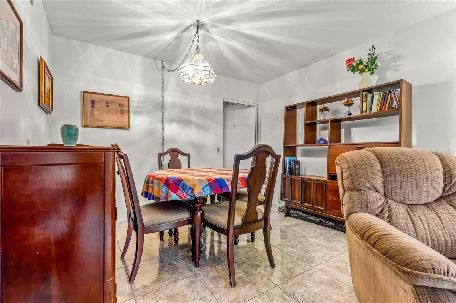 Dining room space in living room