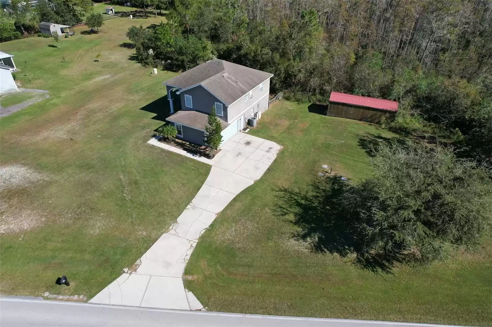 Aerial view of home from street